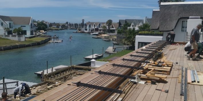 Timber patio installation with balustrade installation Cape St Francis