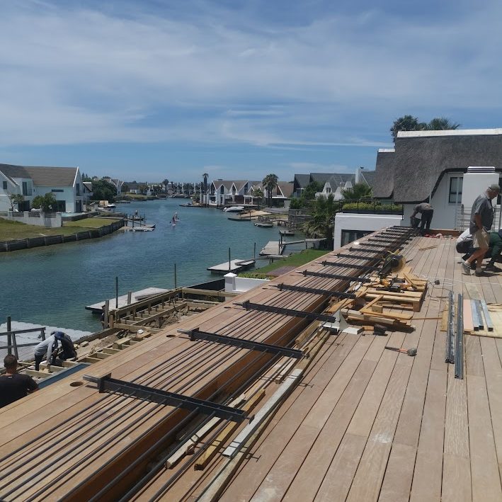 Timber patio installation with balustrade installation Cape St Francis